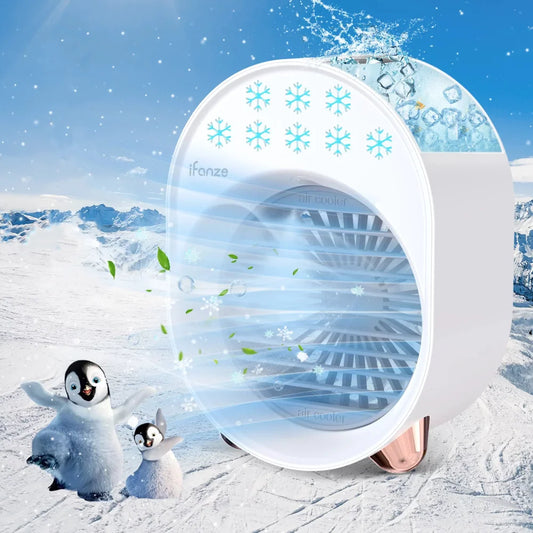 Ifanze Portable Air Conditioners, Rechargeable Personal Mini Air Conditioner Fan with Humidifier, Mini Evaporative Air Cooler for Room Bedroom Office Desk