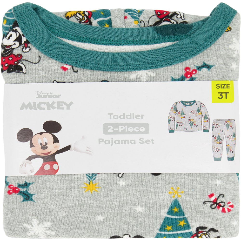 Disney Mickey Mouse Toddler Unisex Long Sleeve Top and Pants, 2-Piece Pajama Set, Sizes 12M-5T