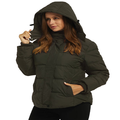 Wantdo Women's Winter Jacket Windproof Puffer Jacket Warm Winter Fleece Coat Army Green M