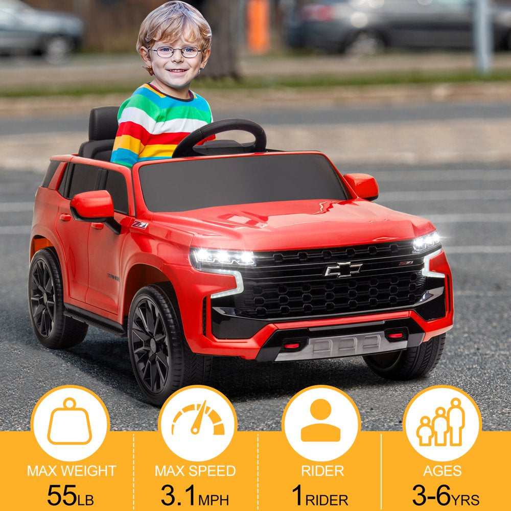 UBesGoo 12V Ride On Car Truck, Licensed Chevrolet Tahoe Kids Battery Powered Ride On Toys, Electric Vehicle with Remote Control, MP3/Bluetooth, LED Lights, Red