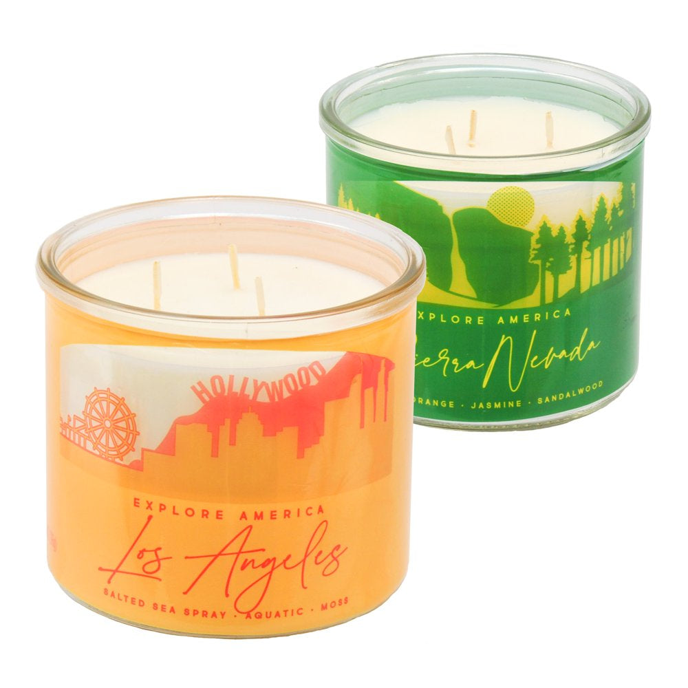 Mainstays 14 Ounce 3 Wick Candles Los Angeles and Sierra Nevada Wraps, 2 Pack