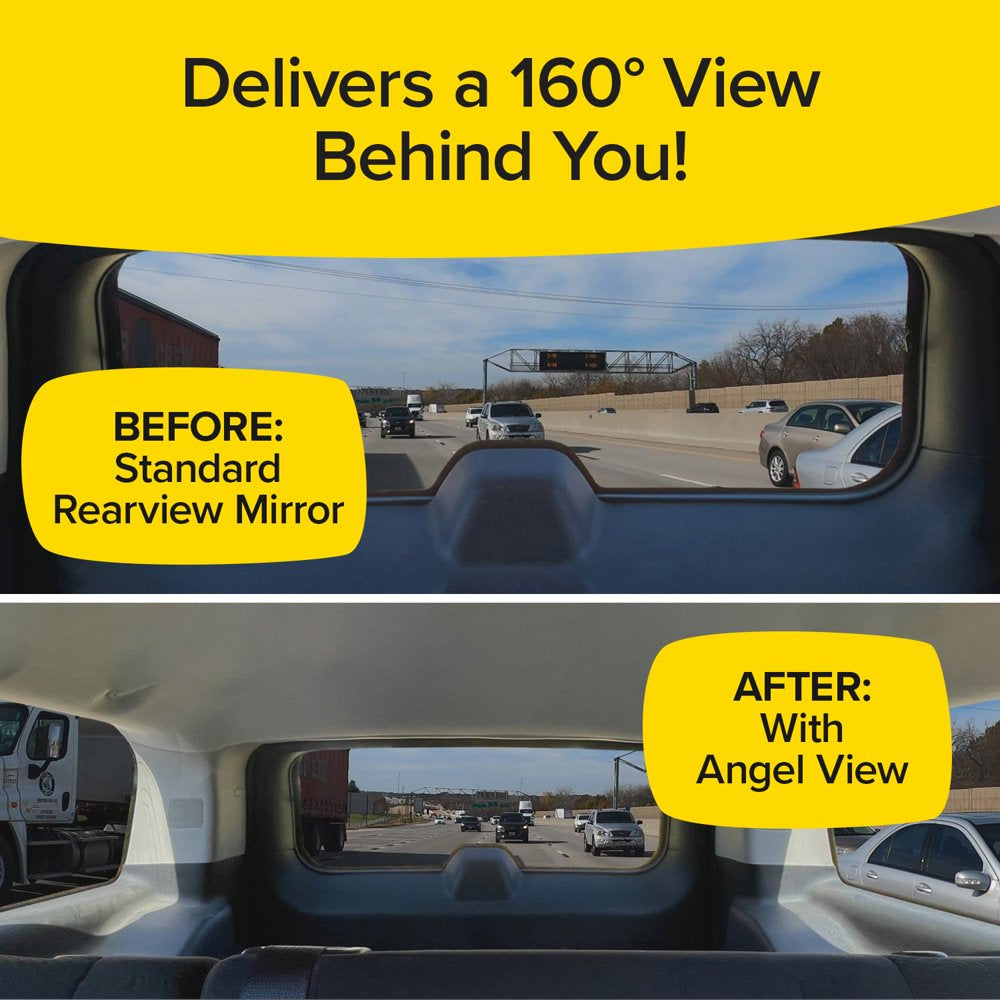 Angel View - Wide Angle, Rearview Mirror Car Mount, Fits Most Cars