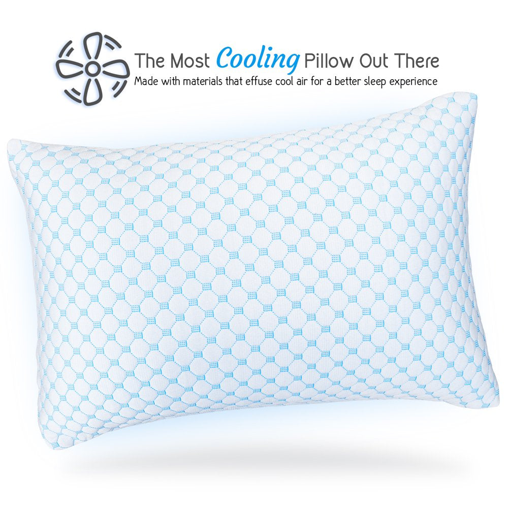 Hearth & Harbor Temperature Regulating Reversible Cooling Pillow, Memory Foam Pillow, King Pillows 20" X 36", 2 Pack