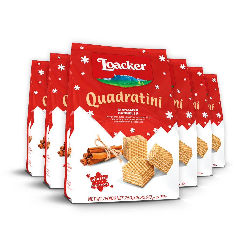 Quadratini Hazelnut, NON-GMO Bite-size Wafer Cookie, 8.82 oz, pack of 6