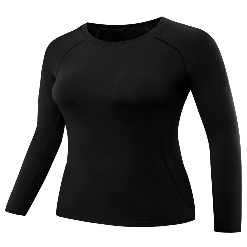 NELEUS Womens Athletic Compression Long Sleeve Yoga T Shirt Dry Fit 3 Pack,Black,US Size S