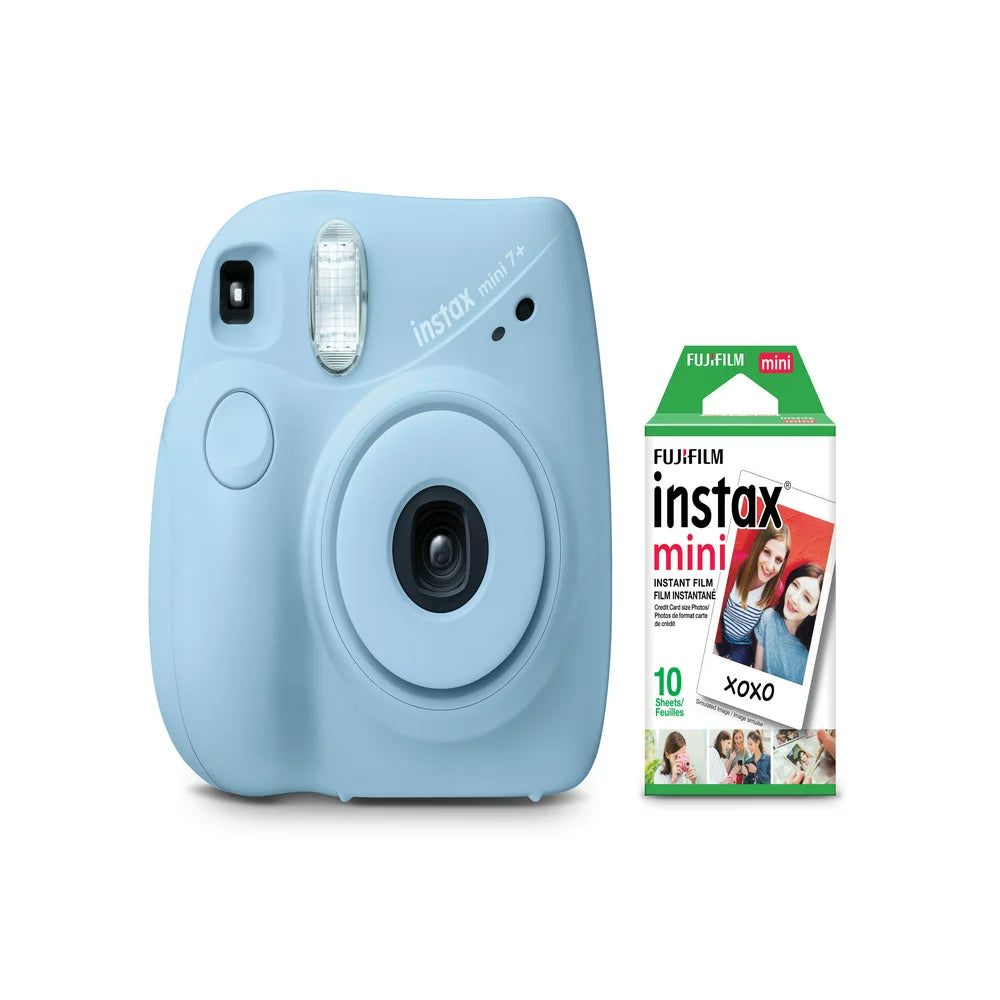 Fujifilm INSTAX Mini 7+ Exclusive Blister Bundle with Bonus Pack of Film (10-pack Mini Film), Light Blue