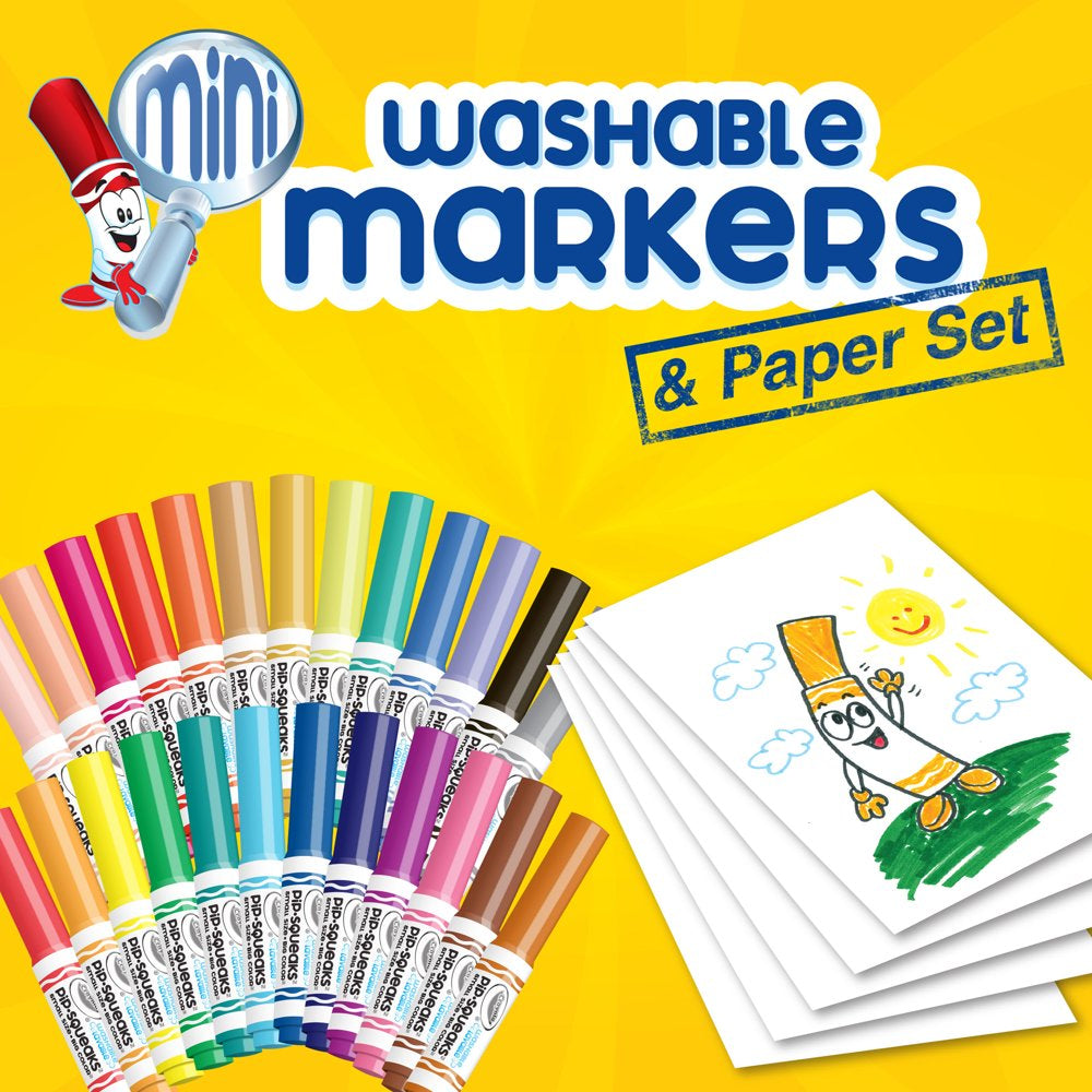 Crayola Pip Squeaks 25 Washable Markers Set with Paper, Holiday Gift for Kids, Stocking Stuffer, Ages 4+