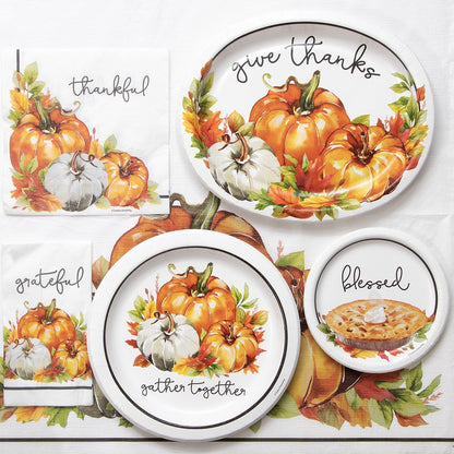 Traditional Thanksgiving Oval Paper Plates, 8 Ct. , Way to Celebrate, Multicolor