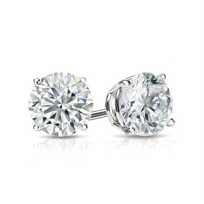 2 Carat Round Moissanite Adult Stud Earrings In 18K White Gold, Female