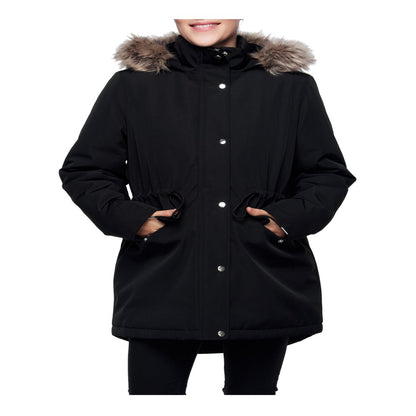 Rokka&Rolla Women's Mini Fur Lined Winter Coat with Faux Fur Hood Parka Jacket (Exclusive on Walmart)