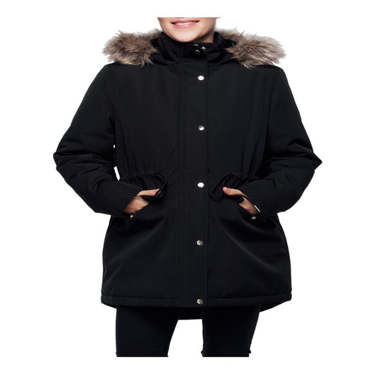 Rokka&Rolla Women's Mini Fur Lined Winter Coat with Faux Fur Hood Parka Jacket (Exclusive on Walmart)