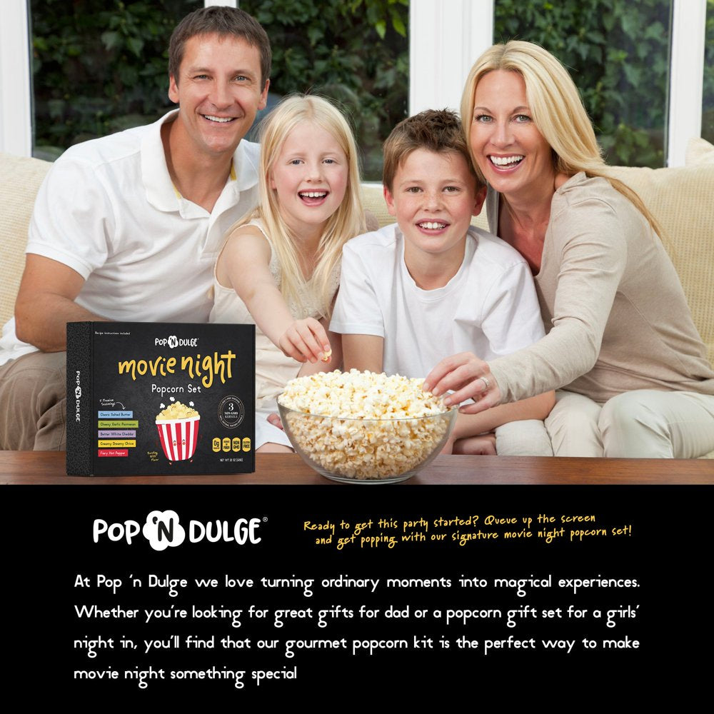 Movie Night Gift Baskets Popcorn Gift Set, 5 Gourmet Popcorn Kernels and 5 Popcorn Seasoning, Non-GMO Popcorn Gift Baskets - 10 pcs