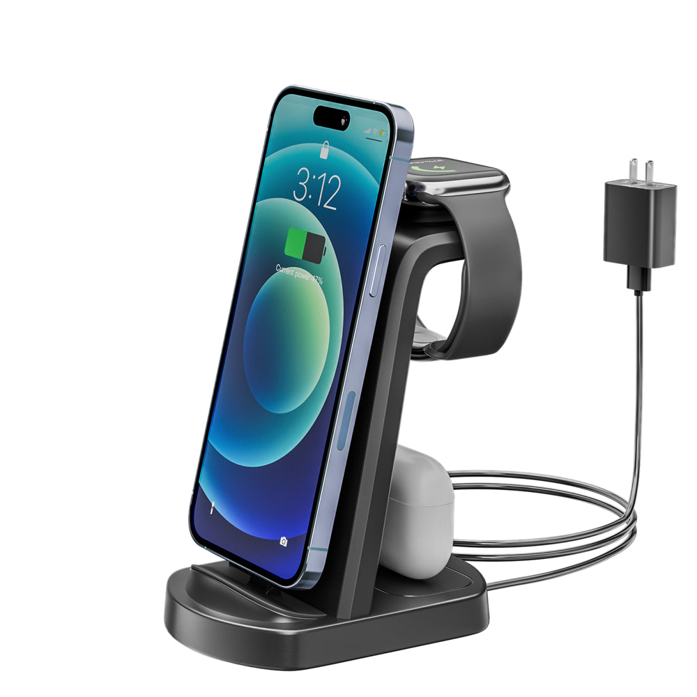 Charging Station for Apple Multiple Devices, 3 in 1 Fast Charging Dock Stand for Iphone 14 Pro Max/13/12/11/X/8 plus and Airpods 1/2/3/Pro, Wireless Charger for Apple Watch Ultra/8/7/6/Se/5/4/3/2