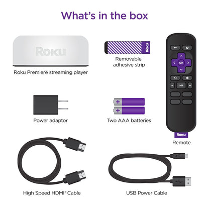 Roku Premiere | 4K/HDR Streaming Media Player Wi-Fi® Enabled with Premium High Speed HDMI® Cable and Simple Remote