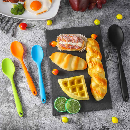 6 Pcs Silicone Mixing Spoons Set, Nonstick Kitchen Cooking Spoons, Silicone Serving Stirring Spoon for Kitchen Cooking Baking Utensils