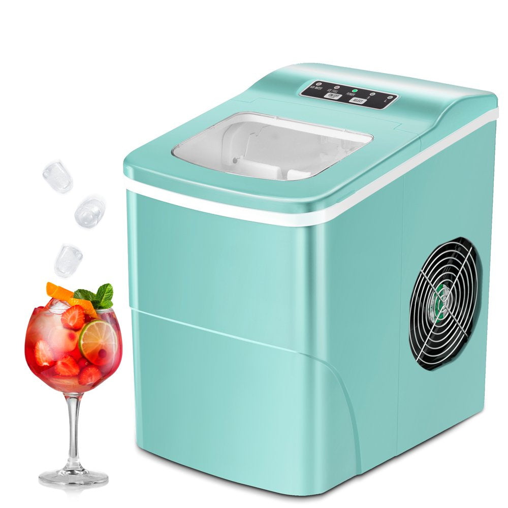  Ice Maker Countertop, 9Pcs/8Mins, 26Lbs/24H, Portable Ice Cube Maker with Scoop and Basket, for Party/Home/Office - (Red)