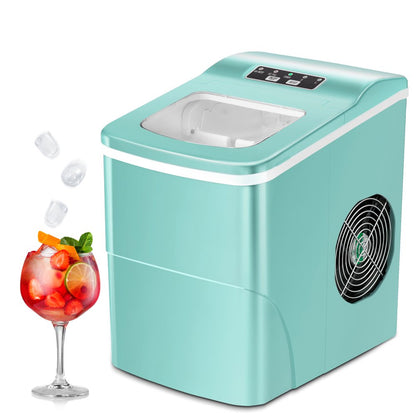  Ice Maker Countertop, 9Pcs/8Mins, 26Lbs/24H, Portable Ice Cube Maker with Scoop and Basket, for Party/Home/Office - (Red)