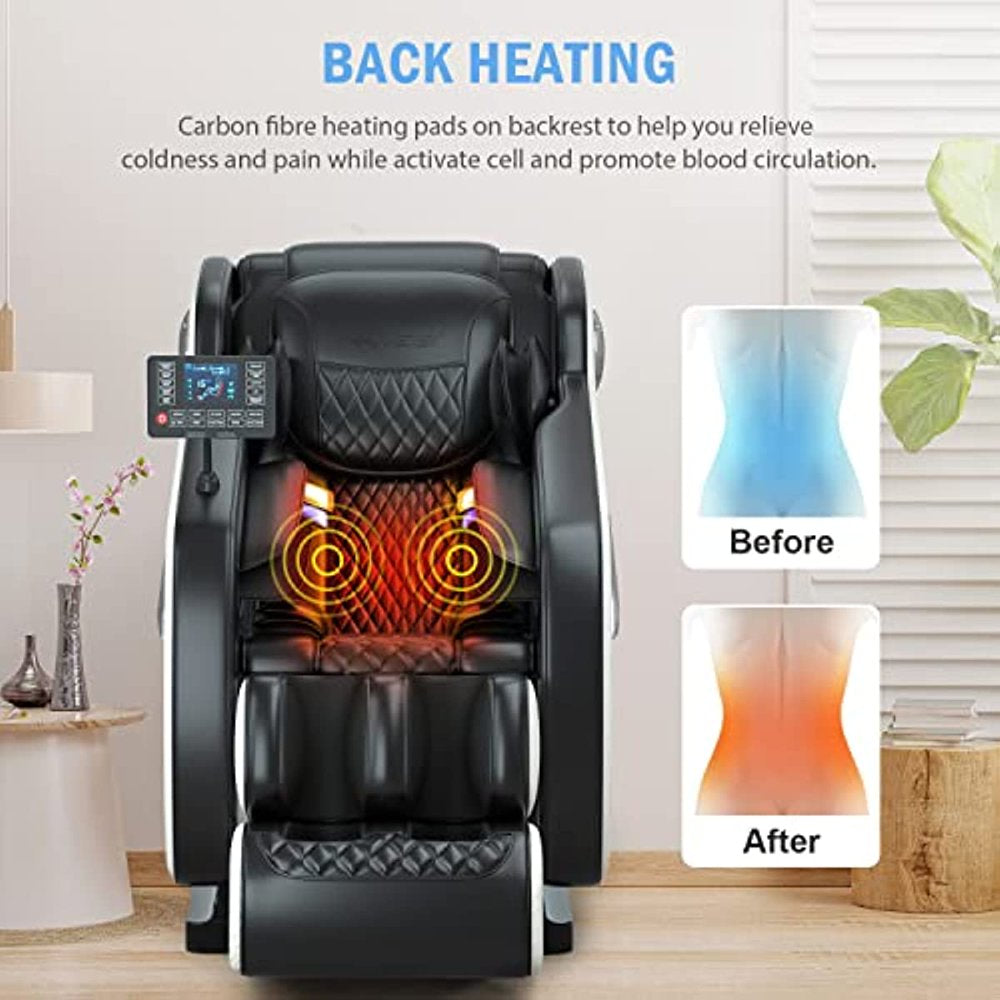 Relax Rejuvenate Zero Gravity Massage Chair Full Body Recliner Air Pressure, Bluetooth, Heat, and Foot massage Black