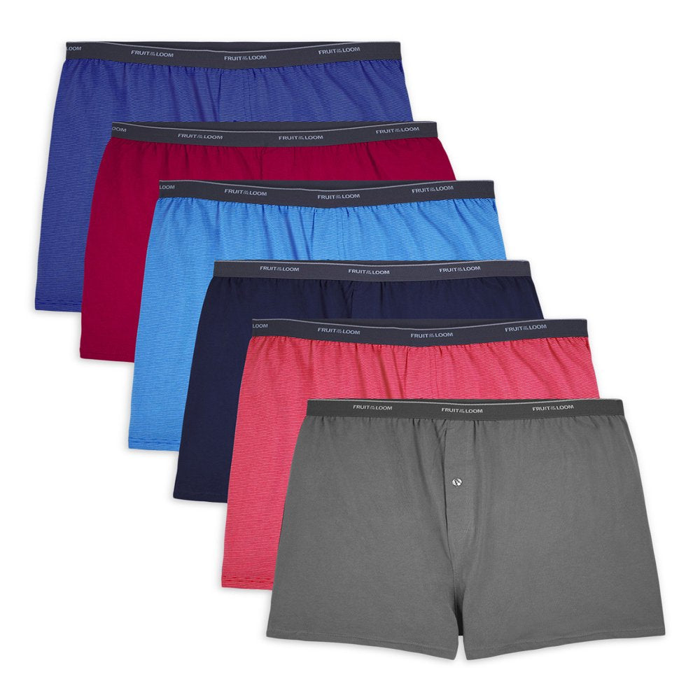 Fruit of the Loom Big Men's Knit Boxers, 6 Pack, Sizes 2XB-5XB