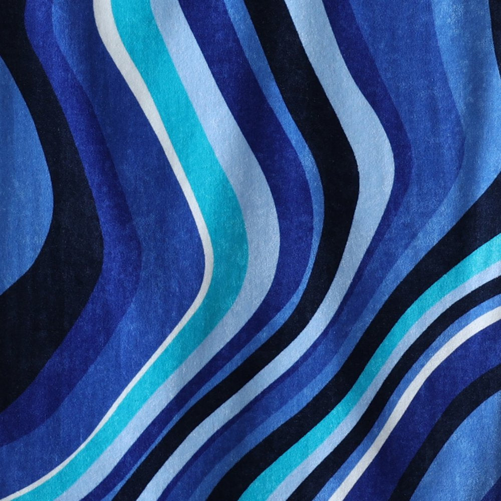 Mainstays Velour Beach Towel, Blue Wavy, Multi-Color , 28X60