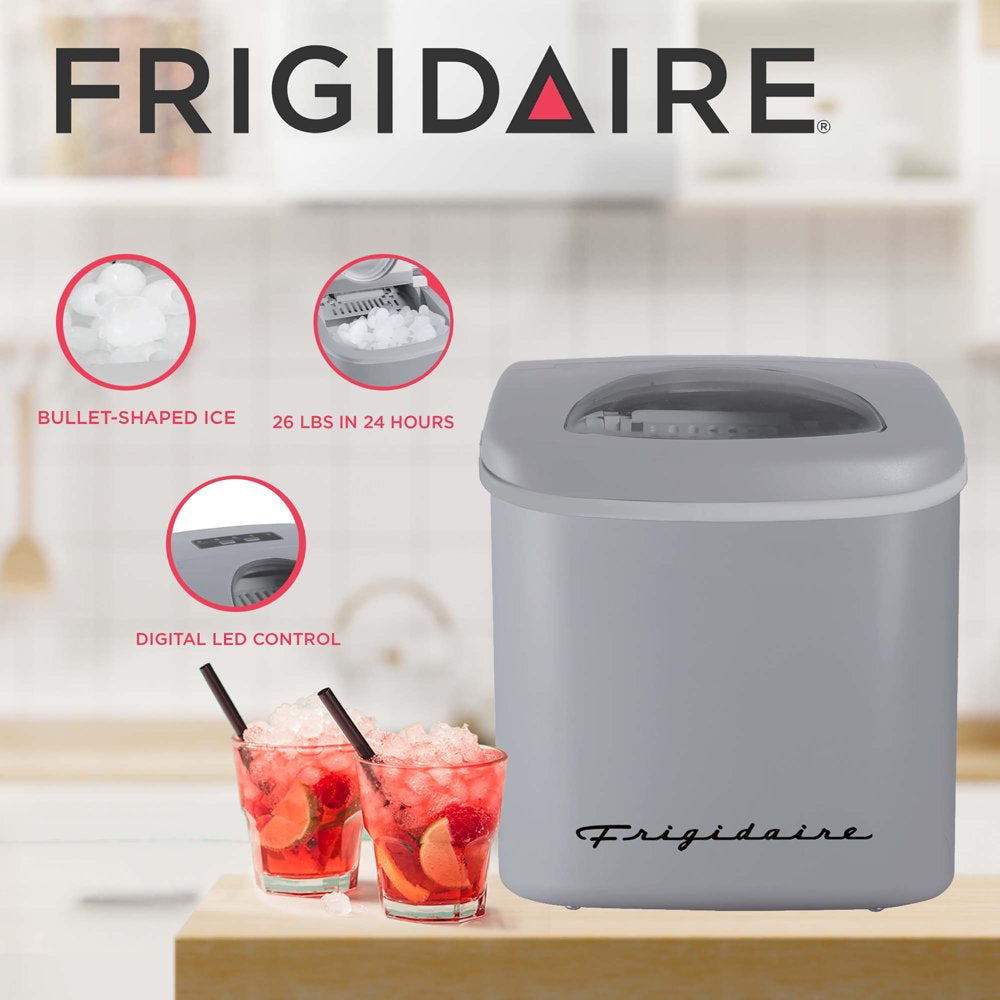 Frigidaire 26 lb Retro Bullet Ice Maker, Silver, EFIC128