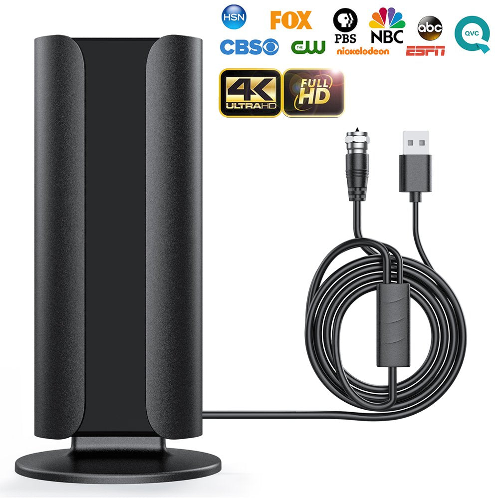 TV Antenna, 2023 Upgraded Indoor Digital Amplifying & Broadcasting HDTV Antenna Long 330 Miles Range, Support 4K 1080P FM VHF UHF, for Local Channels and All Tvs, 16.4Ft of Coax Cable