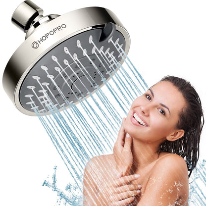 Hopopro Showerhead High Pressure Chrome Shower Head 5 Settings Fixed Showerheads for Bathroom