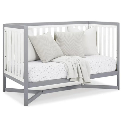 Delta Children Tribeca 4-in-1 Convertible Baby Crib, Greenguard Gold Certified, White/Grey