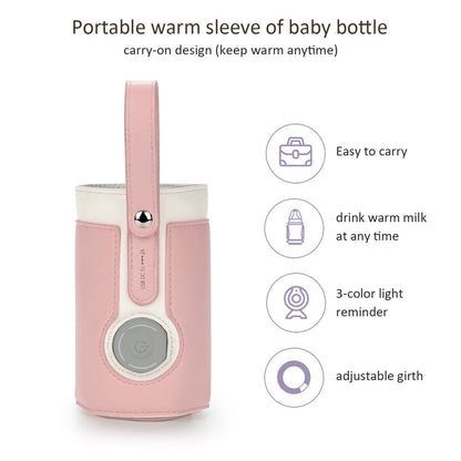 Portable Bottle Warmer, Intelligent Bottle Warmer, Fast Charge, 3-Speed Temperature Regulation, Pink