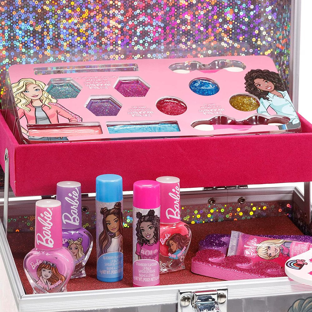 Barbie - Townley Girl Kids' Makeup Set With Train Case for Ages 3+