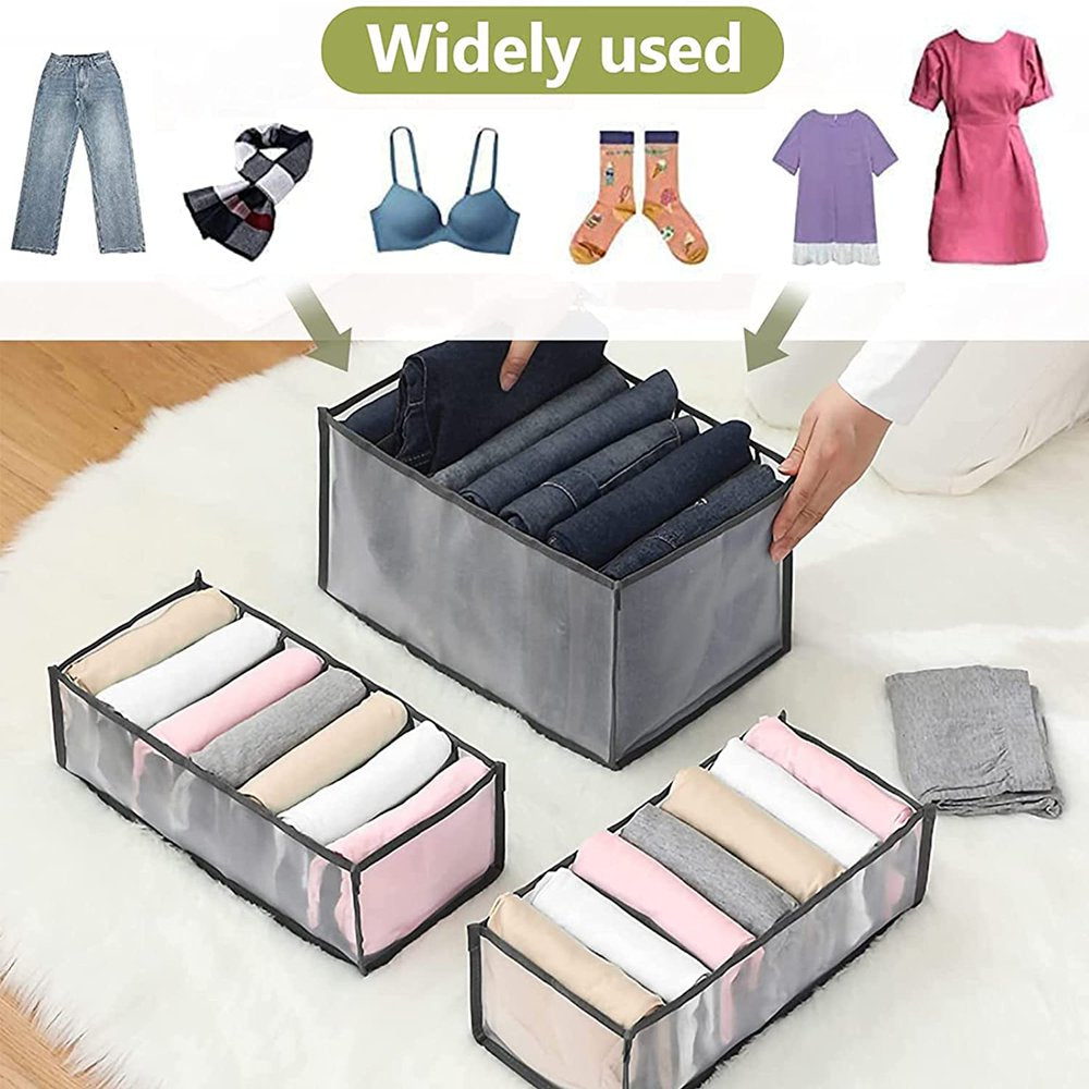 5 PCS Clothes Organizer for Clothes,Drawer Dividers Containers for Wardrobe,Cloth Storage Bins,Washable Foldable Compartment Box for Bedroom Dorm Room,Gray,Storage 5 Pcs