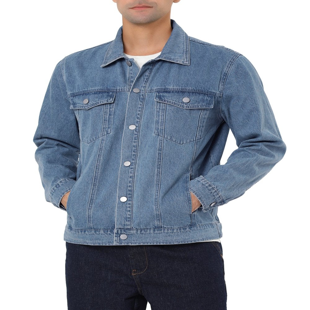  Big & Tall Men's Button Down Cotton Denim Jackets with Pockets