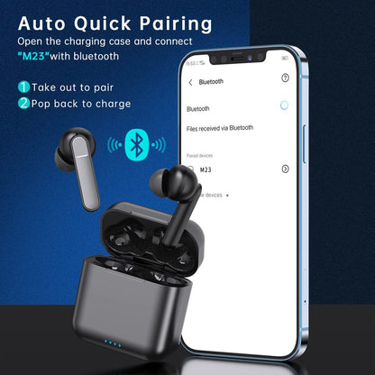 Wireless Earbuds Bluetooth 5.0 Earpiece Headphone - Noise Cancelling Sweatproof Headset with Microphone Built-in Mic and Portable Charging Case for Smartphones