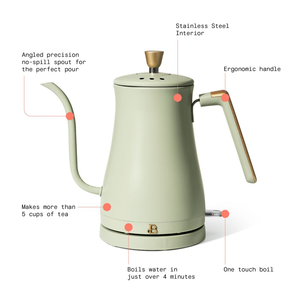 1.0L Electric Gooseneck Kettle, Sage Green by Drew Barrymore