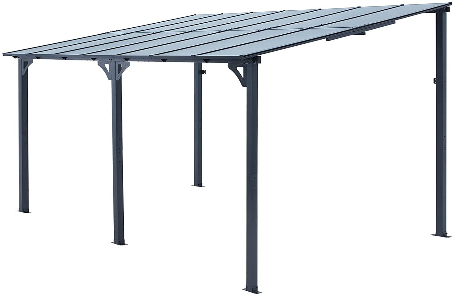 AECOJOY 10' x 14' Hardtop Gazebo Outdoor Aluminum Pergola for Garden, Patio, Backyard-Gray