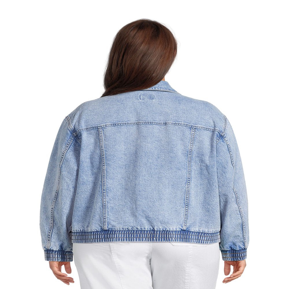  Women'S plus Size Denim Trucker Jacket