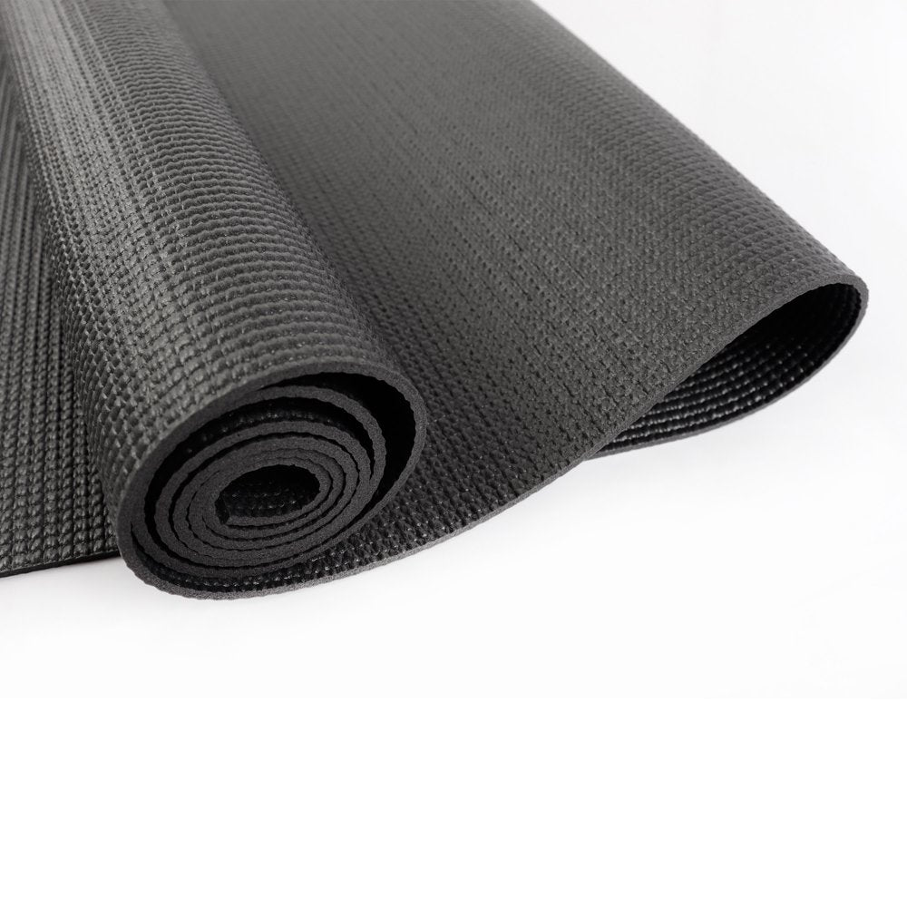 PVC Yoga Mat, 3mm, Dark Gray, 68inx24in, Non Slip, Cushioning for Support and Stability