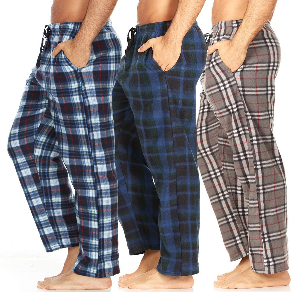 DARESAY Mens 3 Pack Pajama Pants for Men, Microfleece Pajama Pants, Men's Pajamas, Sleep pants with Pockets, Up to Size 3XL