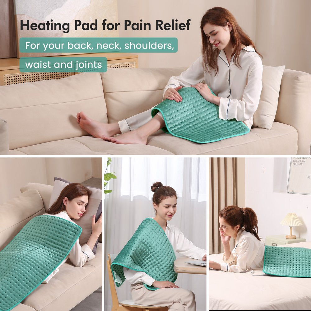 Maxkare 33"x18" Heating Pads for Back Pain with 6 Heating Settings and Auto-off, Extra Large Size for Neck Shoulder Relief and Cramps, Green