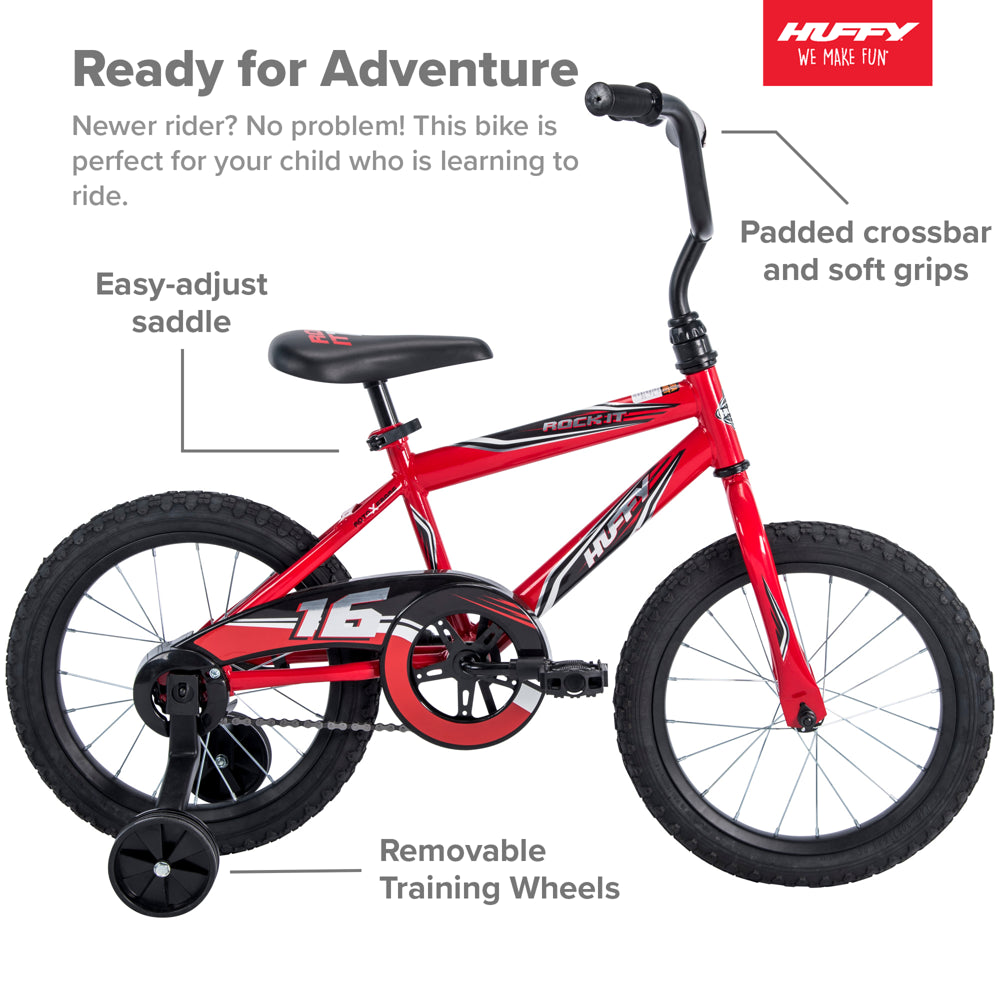 Huffy 16 in. Rock It Kids Bike for Boy Ages 4 and up, Child, Red