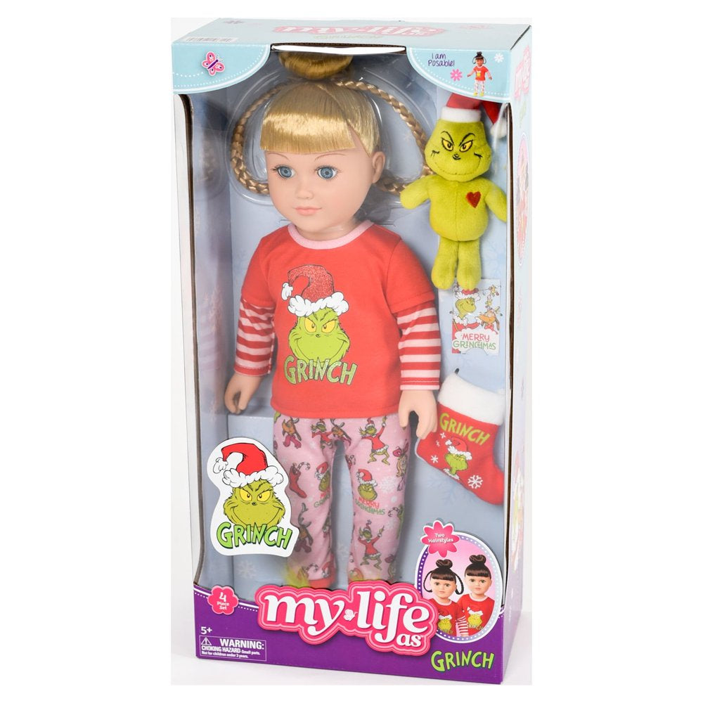 My Life As Poseable Grinch Sleepover 18 inch Doll, Blonde Hair, Blue Eyes