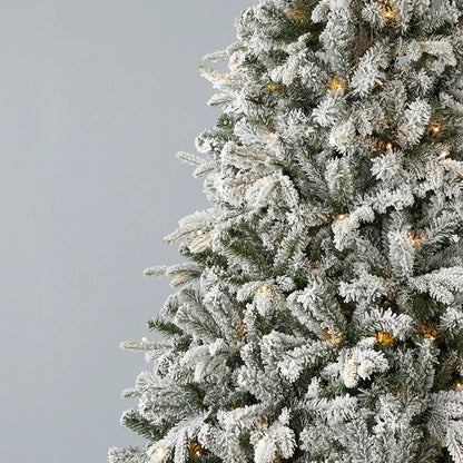 7ft Estes Pine Flocked Pre-Lit Tree with 200 Warm White LED Lights and Remote - By Seasonal LLC