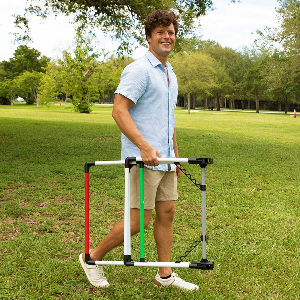  Foldable Ladder Toss Game, Red, Green and Black