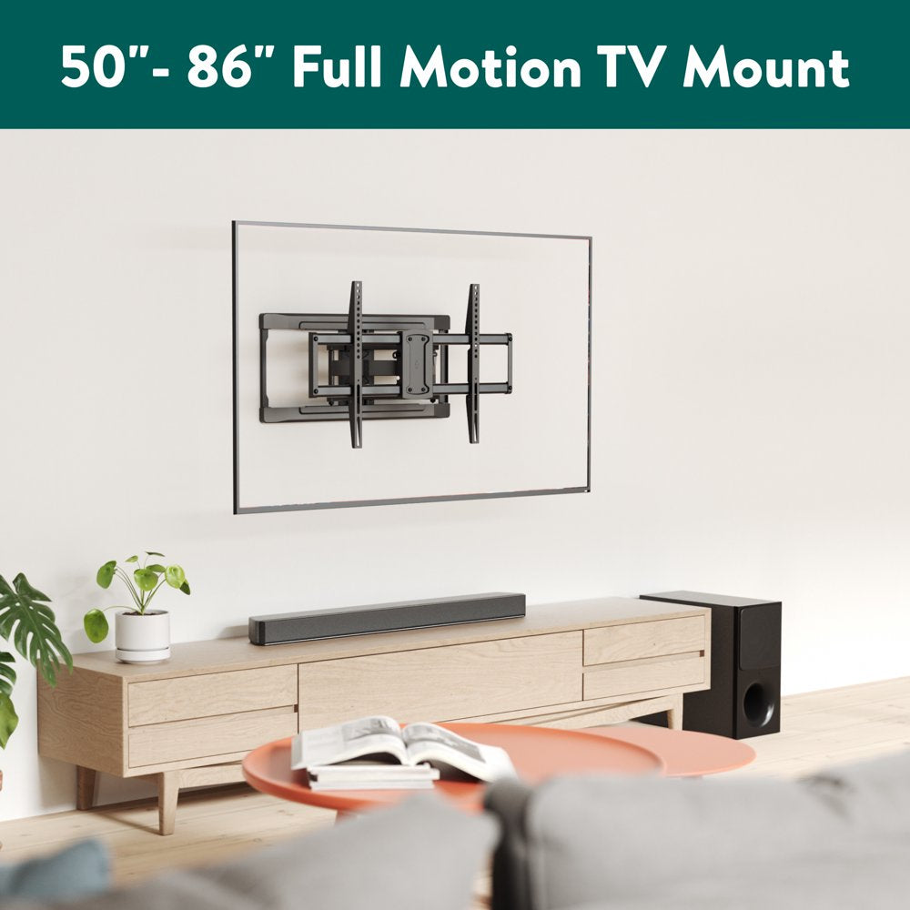 onn. Full Motion TV Wall Mount for 50" to 86" TVs, up to 15° Tilting