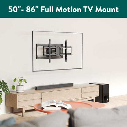 onn. Full Motion TV Wall Mount for 50" to 86" TVs, up to 15° Tilting