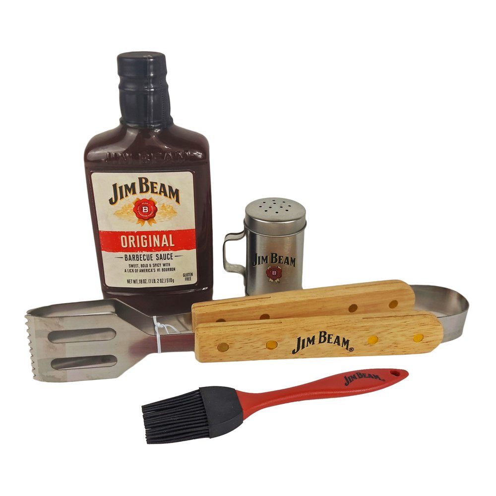 Jim Beam Deluxe BBQ Gift Includes 18oz of Original Barbeque Sauce and Tools-MSRF