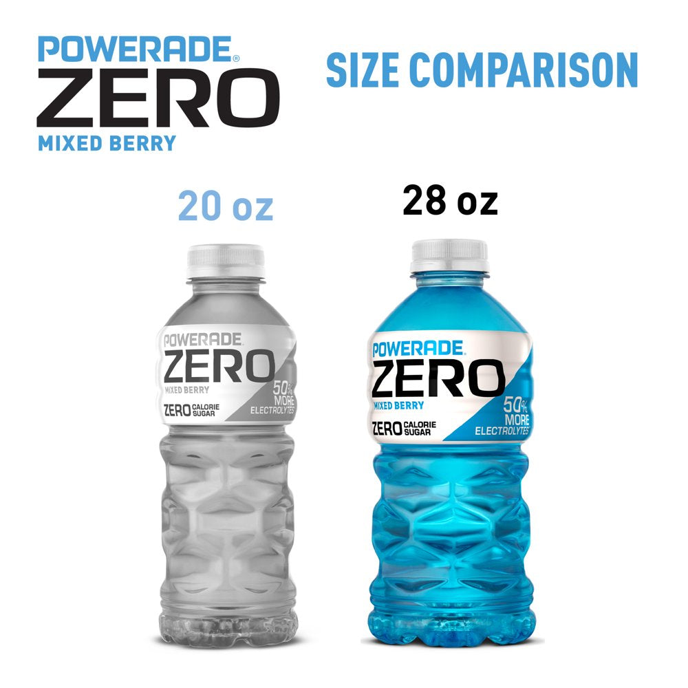 POWERADE Electrolyte Enhanced Zero Sugar Mixed Berry Sport Drink, 28 Fl Oz, Bottle