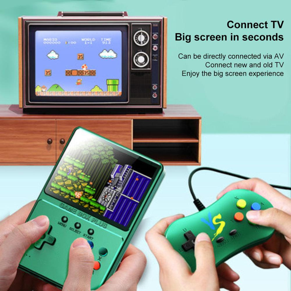 Handheld Game Console Portable Rechargeable Retro Video Game Console Support for Connecting TV and Two Players Green