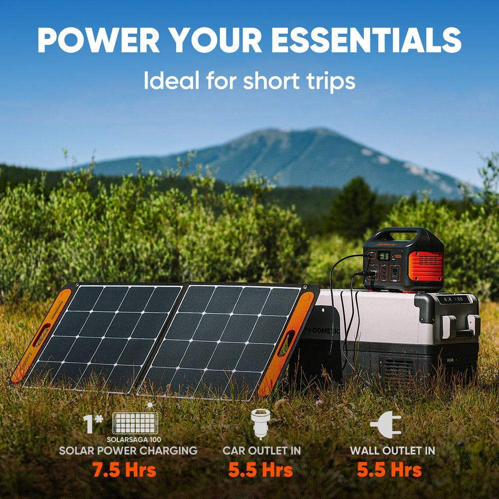 Jackery Solar Generator 500, 518Wh Outdoor Solar Generator Mobile Lithium Battery Pack with Solar Saga 100 for Road Trip Camping, Outdoor Adventure