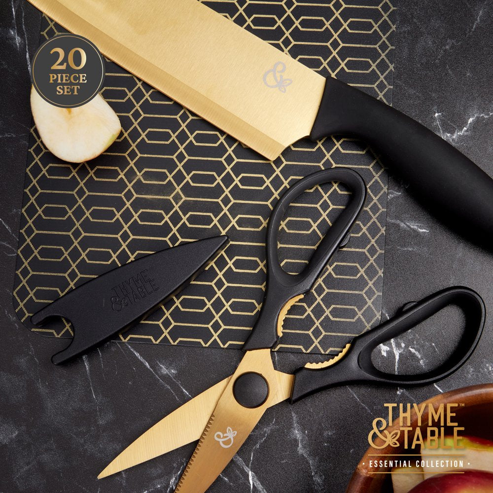 Thyme & Table 20-Piece Knife Set, Black